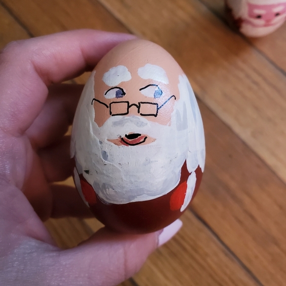 Hand painted wooden egg Santa Claus Christmas decor shelf sitters - Picture 2 of 10